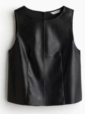 H&M Black Faux Leather Top